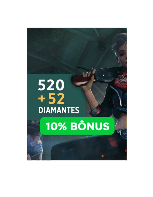 Free Fire 520 diamantes + 52 bônus
